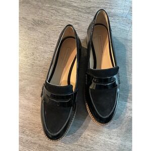 Antonio Melani Black Patent Suede Loafer Shoes Womens Size 7.5 M Bradlie